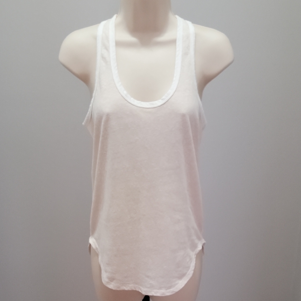Victorias Secret Sporty Racerback Tank - Nude illusion W/ White Trim Sz XS